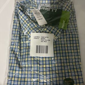 L.L. Bean Men's Blue and Yellow Plaid Shirt